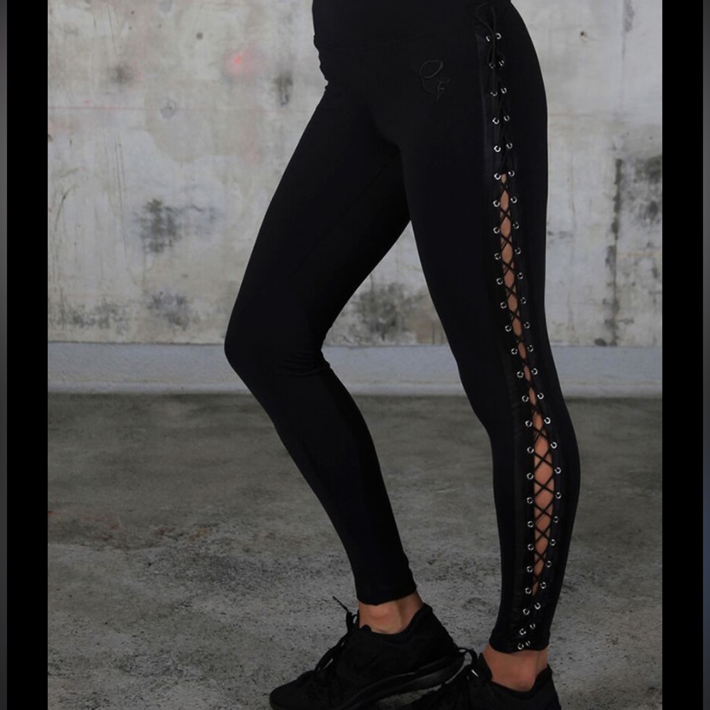 Black Lace-Up Leggings